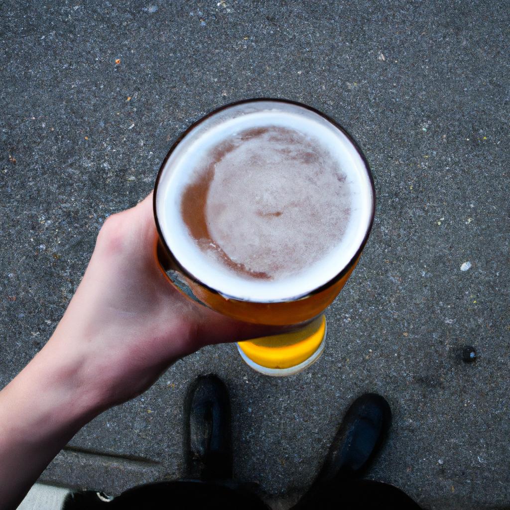 Person holding pint of beer